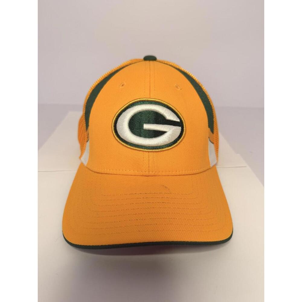 NFL Green Bay Packers Men Hat Cap Yellow Green Sz S/M Reebok Mesh On-Field